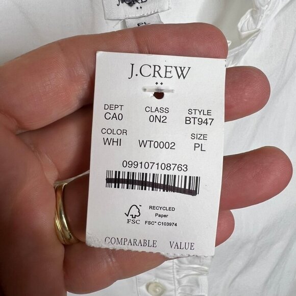 J.Crew Ruffle Petite Placket Button Up Top White Size PL BT947 - Picture 4 of 6